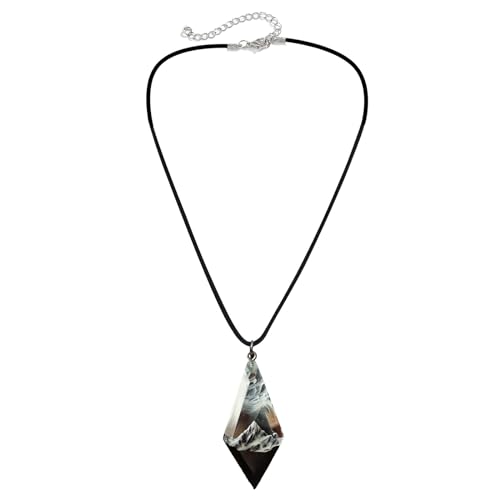 YAOGUI Neckkette Mit Faszinierendem Glühgeschwindigkeitsanhänger Handgefertigtes Harzdiamantförmiges Anhänger Halskette Mit Snow Mountain Für Frauen von YAOGUI