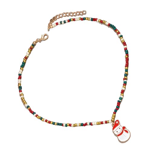 YAOGUI Reisperlen-Weihnachtsbaum-Halskette, handgefertigt, für Damen, bunte Perlen und festlicher Ornament-Anhänger von YAOGUI