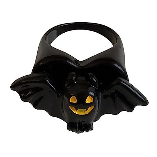 YAOGUI Ringe, Gothic-Punk-Totenkopf-Ringe für Damen und Herren, Vintage-Stil, Fledermaus-Finger-Paar, modisch, Halloween, Party, Cosplay, Schmuck, Geschenk, 1#, Kunststoff / Harz von YAOGUI