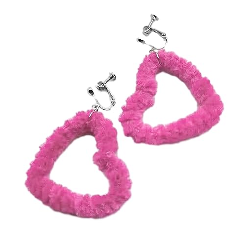 YAOGUI Schmuck-Set, Plüschherz, baumelnde Ohrringe, Fahion, Plüsch, hohl, Herzanhänger, Ohrring für Damen, Schmuck, süßer, cooler Herzohrring, Schmuck, Valentinstag, Geburtstag, 2#, Plüsch von YAOGUI