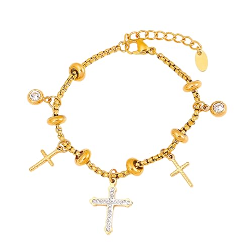 YAOGUI Stilvoller Edelstahl Sonne Mond mit Diamanten Details 16 cm + 4 cm Verlängerungskette Damen Accessoire Sonne Mond inspiriert Mode, Gold, Wie beschrieben, Wie beschrieben von YAOGUI