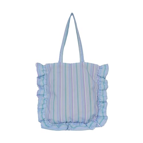 YAOGUI Trendy Karierte Umhängetasche Mit Rüschendetail Praktische Stoff Geräumige Kompartimente Handtasche Für Den Täglichen Gebrauch Rüschengeschnittene Unterarm von YAOGUI