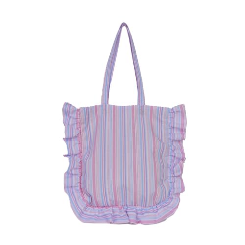 YAOGUI Trendy Karierte Umhängetasche Mit Rüschendetail Praktische Stoff Geräumige Kompartimente Handtasche Für Den Täglichen Gebrauch Rüschengeschnittene Unterarm von YAOGUI