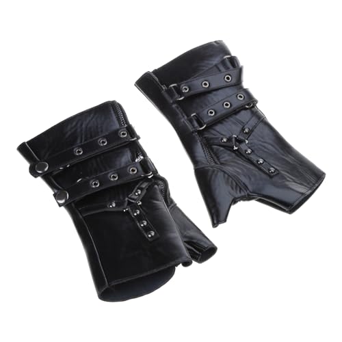 YAOGUI Viktorianische Punk Fingerlose Handschuhe Vintage Gothic Punk Unisex Cosplay Handschuhe Mittelalter Vintage Boxhandschuh Armschutz Steampunk, Schwarz , One size von YAOGUI
