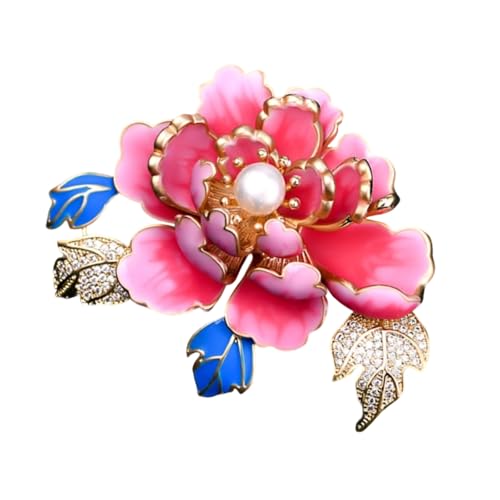 Zierliche Ölblumen-Brosche mit Perlen und Strasssteinen, vielseitige Brosche, Accessoire für Outfit-Aufwertung, elegante Blume für Damen, Einheitsgröße, Wie beschrieben von YAOGUI