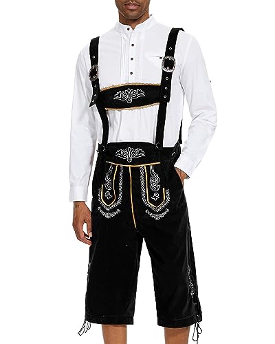 YAOHUOLE Trachtenlederhosen Herren Oktoberfest Hose Herren Trachtenlederhose für Männer Oktoberfest Hose Männer Schwarz M von YAOHUOLE