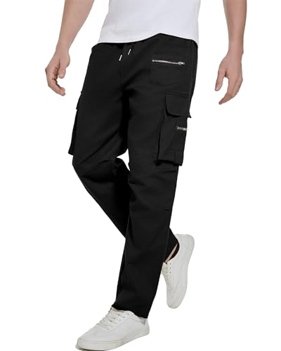 YAOHUOLE Arbeitshose Herren Lang Ranger Hose Herren Winter Cargo Hosen Männer Lang Schwarz 3XL von YAOHUOLE