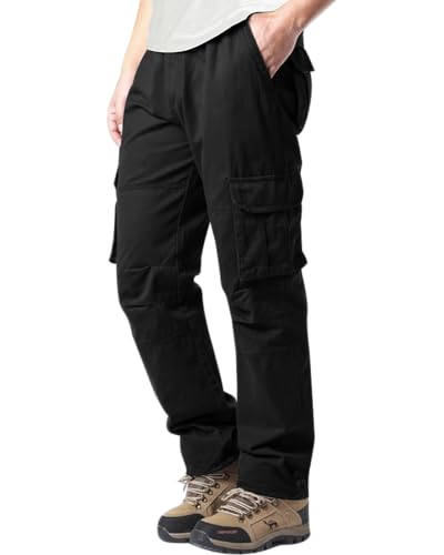 YAOHUOLE Cargo Herren Trousers Jogginghose Herren Chino Hose Herren Regular Fit Herren Cargohose Lang Noir XL von YAOHUOLE