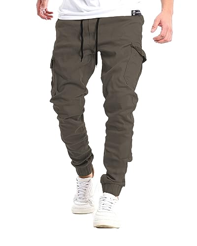 YAOHUOLE Cargo Hosen Männer Lang Basic-Line - Cargohose HerrenLose Herren Arbeitshosen Regular Fit Dunkel grau 2XL von YAOHUOLE