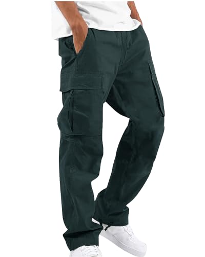 YAOHUOLE Cargohose Herren Baumwolle Ranger Hosen Herren Regular Fit Cargohose Herren Loose Fit Dunkelgrau M von YAOHUOLE