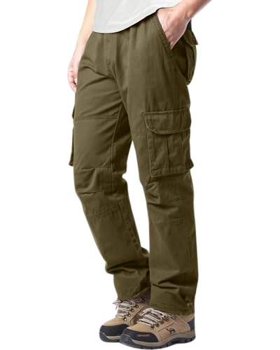 YAOHUOLE Cargohose Herren Freizeit Herren Hose Lang Cargohose Herren Baggy Cargo Trousers Khaki M von YAOHUOLE