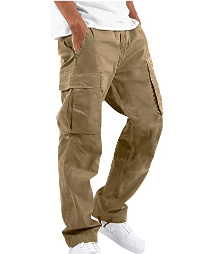 YAOHUOLE Cargohose Herren Ranger Hose Herren Winter Herren Arbeitshose Hose Lang Regular Fit Khaki XL von YAOHUOLE