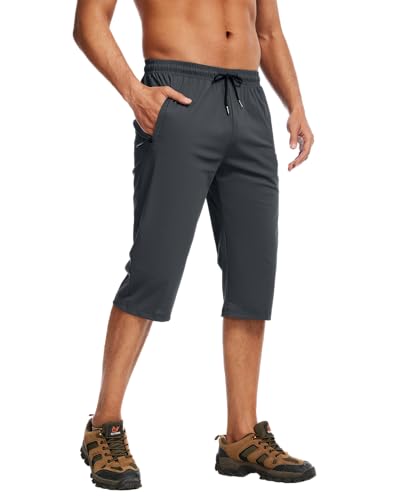 YAOHUOLE Dreiviertel Hose Herren Sommer Herrenhose 3/4 Länge Sommer Herren 3/4 Outdoor Hose dunkelgrau XL von YAOHUOLE