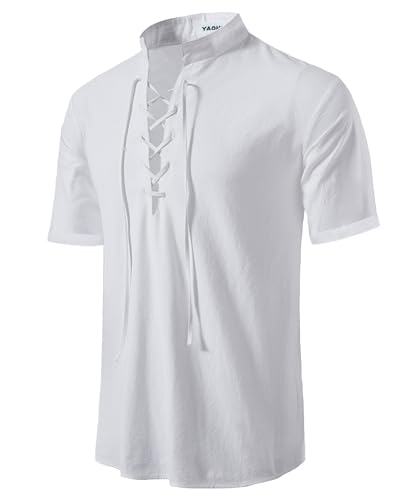YAOHUOLE Ghillie Hemd Herren Freizeithemd Herren Regular Fit Leinen Hemd Herren Kurzarm Hemd Herren Regular Fit Weiß M YAOHUOLE Ghillie Hemd Herren Freizeithemd Herren Regular Fit Leinen Hemd Herren Kurzarm Hemd Herren Regular Fit Weiß M von YAOHUOLE