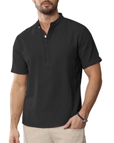 YAOHUOLE Leinenhemd Herren Kurzarm Herren Hemden Sommer Frühling Sommer Herbst Winter Kurzarmhemd Schwarz 2XL YAOHUOLE Leinenhemd Herren Kurzarm Herren Hemden Sommer Frühling Sommer Herbst Winter Kurzarmhemd Schwarz 2XL von YAOHUOLE