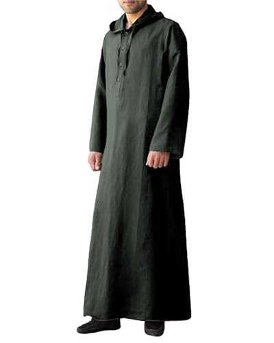 YAOHUOLE Herren Baumwolle Leinen Kaftan Abaya Herren Jelaba Muslim Kleid Lang Herren Kaftan Thobe, dunkelgrau, XL von YAOHUOLE