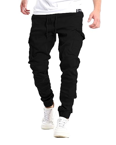 YAOHUOLE Herren Cargohose Regular Schwarz Herren Arbeitshose Outdoorhose Herren mit Taschen Schwarz XL von YAOHUOLE