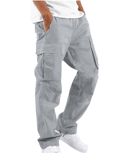 YAOHUOLE Herren Leinenhose Lange Leichte Herren Arbeitshose Lockere Freizeithose für Urlaub Grau M YAOHUOLE Herren Leinenhose Lange Leichte Herren Arbeitshose Lockere Freizeithose für Urlaub Grau M von YAOHUOLE