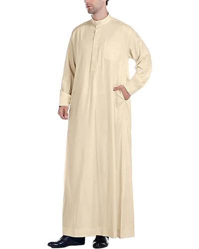 YAOHUOLE Kaftan Herren Langarm Kaftan Lang Thobe Herren Thobe Herren Khaki XL von YAOHUOLE