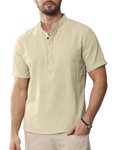 YAOHUOLE Leinen Hemd Herren Kurzarm Henley Sommerhemd Herren Freizeithemd Leinenhemd Leinen Shirt Herren Kurzarm Khaki L YAOHUOLE Leinen Hemd Herren Kurzarm Henley Sommerhemd Herren Freizeithemd Leinenhemd Leinen Shirt Herren Kurzarm Khaki L von YAOHUOLE