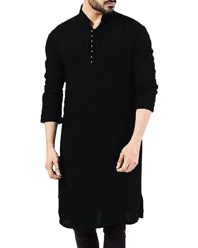 YAOHUOLE Arabische Kleidung Herren Leinen Hemd Herren Langarm Kaftan Leinen Herren Schwarz M YAOHUOLE Arabische Kleidung Herren Leinen Hemd Herren Langarm Kaftan Leinen Herren Schwarz M von YAOHUOLE