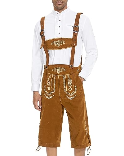 YAOHUOLE Leinen Hose Herren Oktoberfest Hose Herren Trachtenlederhosen Herren Oktoberfest Hose Männer Hellbraun XL von YAOHUOLE