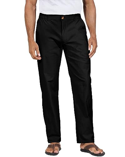 YAOHUOLE Leinenhose für Herren, Leinenhose, große Größe, Herren, Casual, Yoga Pants, Schwarz , 56 von YAOHUOLE