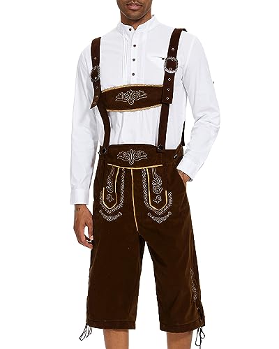 YAOHUOLE Oktoberfest Hose Herren Leinen Hose Herren Oktoberfest Hose Herren Trachtenhose Herren Dunkelbraun XL von YAOHUOLE