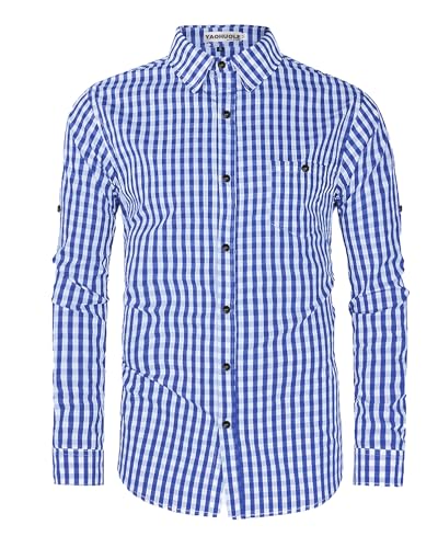 YAOHUOLE Trachtenhemd Herren Langarm Oktoberfest Hemd Herren Leinen Hemd Herren Leinenhemd Oktoberfest Dunkelblau S von YAOHUOLE