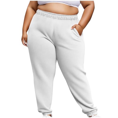 YAOJIWANG Tapered Plus Size Weithose Damen High Waist Jogginghose Elastische Bund Fitnesshose Jogging Hosen Leichte und Luftig Weit Freizeit Sporthose Casual Schlupfhose mit Seitentaschen von YAOJIWANG