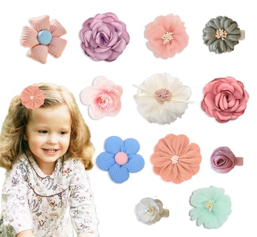 YAOKUA 12 x Blumen-Haarspangen, vollständig gefüttert, rutschfest, für Haarspangen, handgefertigt, bunt, Haarschmuck für Mädchen YAOKUA 12 x Blumen-Haarspangen, vollständig gefüttert, rutschfest, für Haarspangen, handgefertigt, bunt, Haarschmuck für Mädchen von YAOKUA