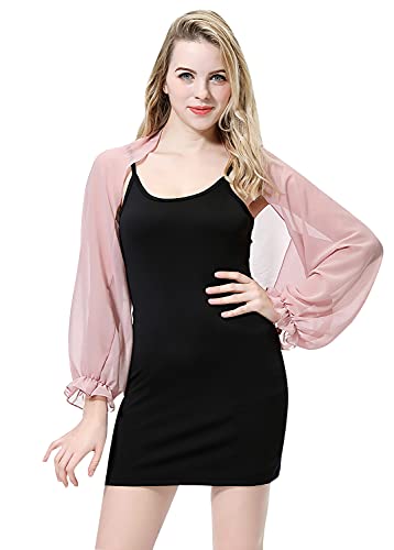 YAOMEI Damen Bolero Blazer Cardigan Schals Chiffon Stickerei Strickjacken Halstücher Stola Umschlagtücher Hochzeiten Braut Bridemaids Abendgarderobe (Rosa) von YAOMEI