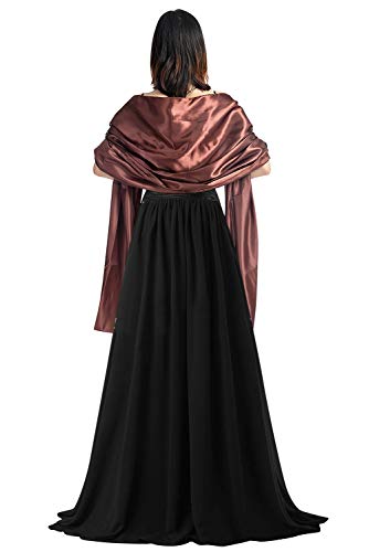 YAOMEI Damen Schals Satin, Halstücher Stola Umschlagtücher Umschlagtücher Halstuch für Hochzeiten Braut Bridemaids Abendgarderobe (67 * 18 Zoll (170cm * 45cm), Braun) von YAOMEI