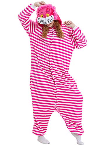 YAOMEI Erwachsene Jumpsuits, 2020 Kostüm Tier Kostüm-Anzug Onesie Nachthemd Schlafanzug Kapuzenpullover Nachtwäsche Cosplay Karton 3D Kigurumi Fastnachtskostuem Halloween (CheshireCat, S) von YAOMEI