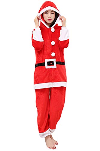 YAOMEI Erwachsene Jumpsuits, 2020 Kostüm Tier Kostüm-Anzug Onesie Nachthemd Schlafanzug Kapuzenpullover Nachtwäsche Cosplay Karton 3D Kigurumi Fastnachtskostuem Halloween (Santa, XL) von YAOMEI