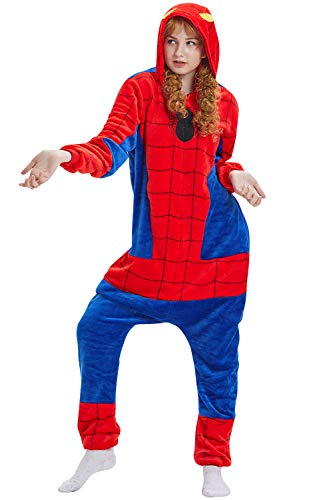 YAOMEI Erwachsene Jumpsuits, 2020 Kostüm Tier Kostüm-Anzug Onesie Nachthemd Schlafanzug Kapuzenpullover Nachtwäsche Cosplay Karton 3D Kigurumi Fastnachtskostuem Halloween (Spiderman, M) von YAOMEI