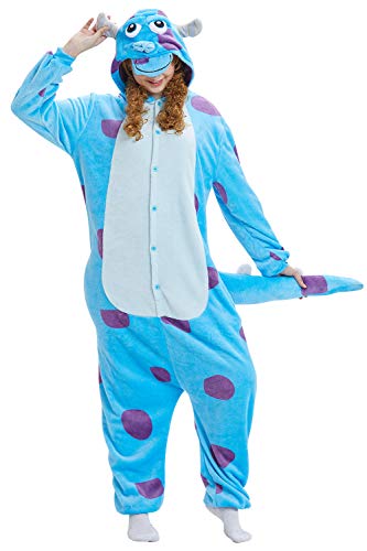 YAOMEI Erwachsene Jumpsuits, 2020 Kostüm Tier Kostüm-Anzug Onesie Nachthemd Schlafanzug Kapuzenpullover Nachtwäsche Cosplay Karton 3D Kigurumi Fastnachtskostuem Halloween (Sullivan, M) von YAOMEI