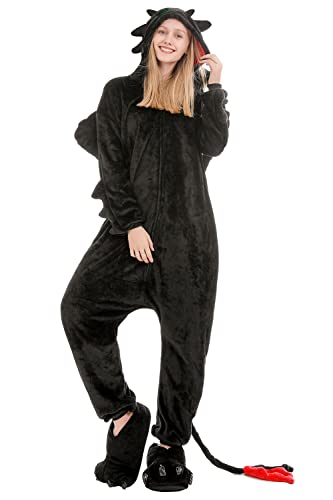 YAOMEI Erwachsene Jumpsuits, 2020 Kostüm Tier Kostüm-Anzug Onesie Nachthemd Schlafanzug Kapuzenpullover Nachtwäsche Cosplay Karton 3D Kigurumi Fastnachtskostuem Halloween (Toothless, M) von YAOMEI