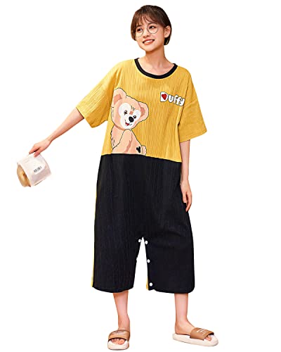 YAOMEI Erwachsene Onesie Unisex Jumpsuits & Nachthemd Sommer, Kostüm Tier Kostüm-Anzug Onesie Nachthemd Schlafanzug Nachtwäsche Cosplay Kigurumi Fastnachtskostuem Halloween Loungewear (Bear, L) von YAOMEI