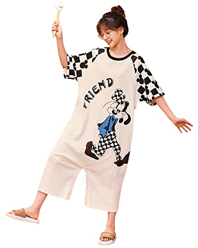 YAOMEI Erwachsene Onesie Unisex Jumpsuits & Nachthemd Sommer, Kostüm Tier Kostüm-Anzug Onesie Nachthemd Schlafanzug Nachtwäsche Cosplay Kigurumi Fastnachtskostuem Halloween Loungewear (Goofy, XL) von YAOMEI