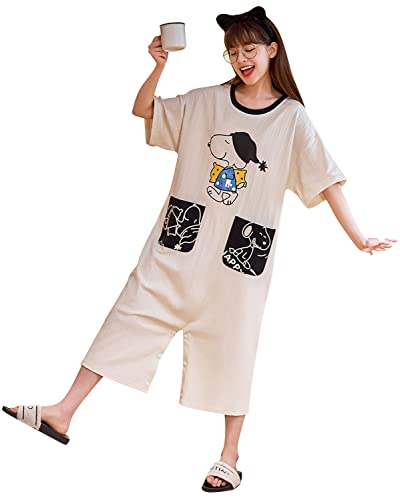 YAOMEI Erwachsene Onesie Unisex Jumpsuits & Nachthemd Sommer, Kostüm Tier Kostüm-Anzug Onesie Nachthemd Schlafanzug Nachtwäsche Cosplay Kigurumi Fastnachtskostuem Halloween Loungewear (Snoopy2, M) von YAOMEI