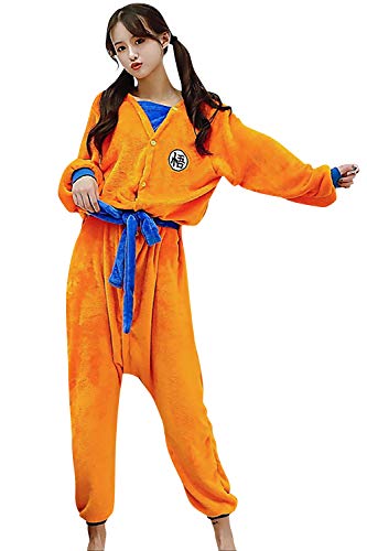 YAOMEI Erwachsene Unisex Jumpsuits, Kostüm Tier Kostüm-Anzug Onesie Nachthemd Schlafanzug Kapuzenpullover Nachtwäsche Cosplay Karton 3D Kigurumi Xmas Halloween Fastnachtskostuem (Dragon Ball, L) von YAOMEI