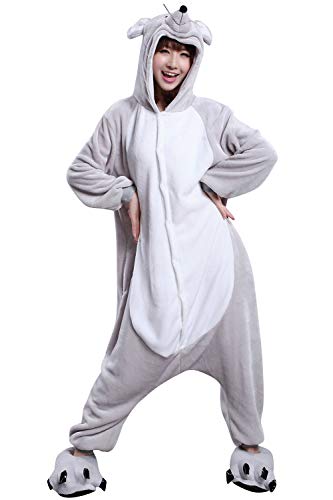 YAOMEI Erwachsene Unisex Jumpsuits, Kostüm Tier Kostüm-Anzug Onesie Nachthemd Schlafanzug Kapuzenpullover Nachtwäsche Cosplay Karton 3D Kigurumi Xmas Halloween Fastnachtskostuem (Maus, L) von YAOMEI