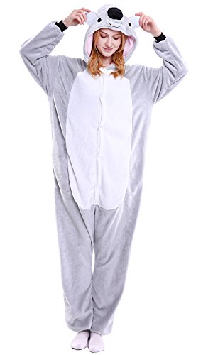 YAOMEI Erwachsene Unisex Overalls, Kostüm Tier Kostüm Anzug Strampler Nachthemd Pyjama Hoodie Nachtwäsche Cosplay Karton 3D Kigurumi Karneval Weihnachten Halloween (L, Koala) von YAOMEI