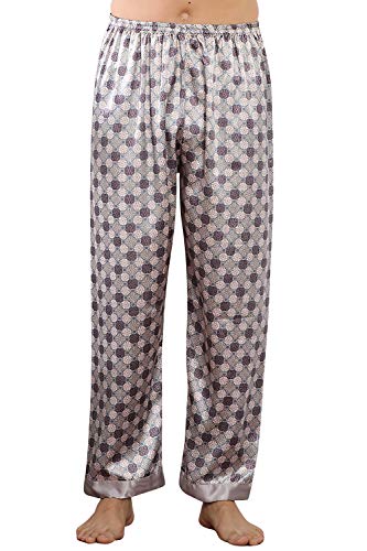 YAOMEI Herren Schlafanzughose Hose Lang, Satin seidig unterwäsche Casual Hosen Nachtwäsche Pyjamahose verstellbarem Elastik-Bund Taschen Schlafen Yoga Sport Freizeit (Rosa, M) von YAOMEI