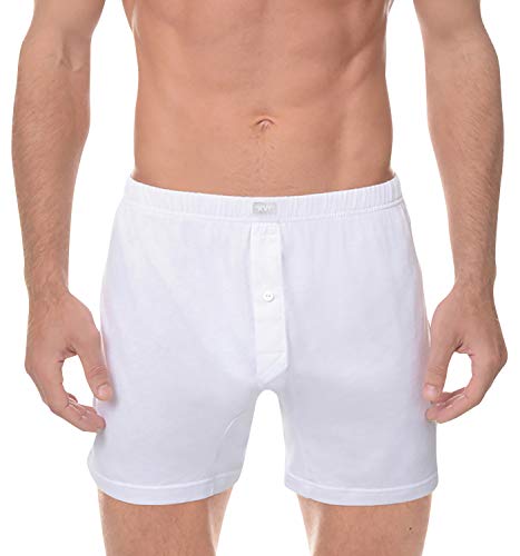 YAOMEI Herren Schlafanzughose Hose Shorts kurz, Baumwolle unterwäsche Boxershorts Nachtwäsche Trunk Pyjamahose verstellbarem Elastik-Bund Taschen Schlafen Freizeit (2XL, Weiß) von YAOMEI