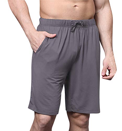 YAOMEI Herren Schlafanzughose Hose Shorts kurz, Modale Baumwolle unterwäsche Boxershorts Nachtwäsche Trunk Pyjamahose verstellbarem Elastik-Bund Taschen Schlafen Freizeit (Tief grau, 5XL) von YAOMEI