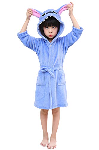 YAOMEI Kinder Morgenmantel Bademäntel Einhorn Kapuzenpullover Jungen Mädchen Kigurumi Karikatur Nachtwäsche Nachthemd Schlafanzug (110 für Kinder Höhe 100-110CM (39 "-43"), Stich) von YAOMEI