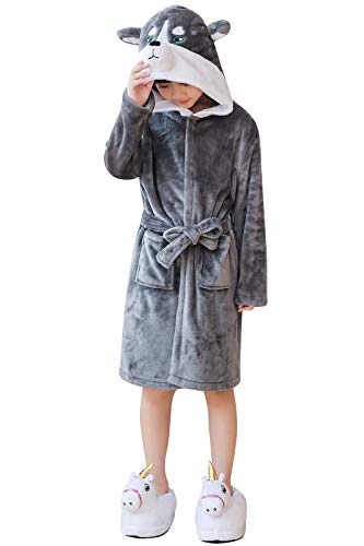 YAOMEI Kinder Morgenmantel Bademäntel Einhorn Kapuzenpullover Jungen Mädchen Kigurumi Karikatur Nachtwäsche Nachthemd Schlafanzug (150, Heiser) von YAOMEI