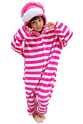 YAOMEI Kinder Unisex Jumpsuits, 2018 Kostüm Tier Onesie Nachthemd Schlafanzug Kapuzenpullover Nachtwäsche Cosplay Kigurum Fastnachtskostuem Weihnachten Halloween (100-110CM(39''-43''), CheshireCat) von YAOMEI